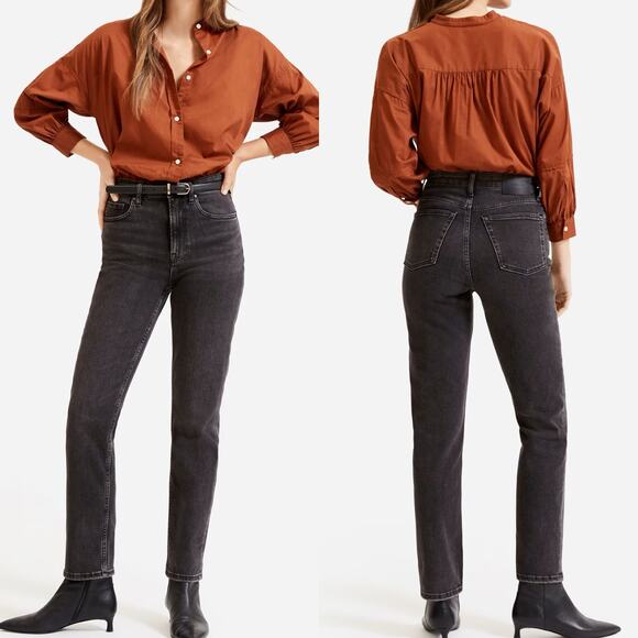 Everlane Black Wash Hi-Rise Super Straight Jean - Picture 1 of 9